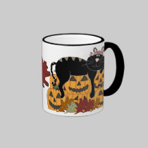 Black Cat and Pumpkins mugs