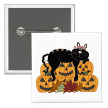 Black Cat and Pumpkins Pin