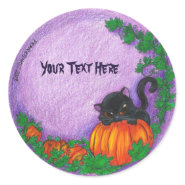 Black Cat and Pumpkins Sticker sticker