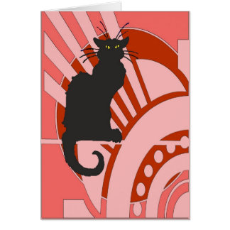 Black Cat Art Deco Greeting Cards