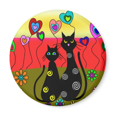 Black Cat Art Gifts "In Full Bloom" Fridge Magnet