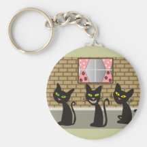 Black Cat Art Gifts "We Three Amigos" Key Chains