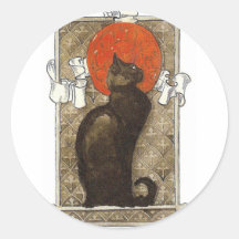 Black Cat - Art Nouveau - Theophile Steinlen Round Stickers