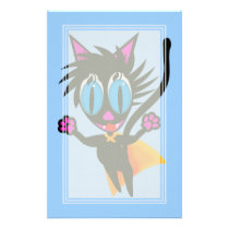 Black Cat Away Blank Stationery