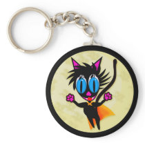 Black Cat...Away! Keychain