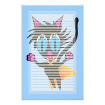 Black Cat Away Lined Stationery
