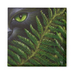 BLACK CAT BEHIND THE FERNS Magnet