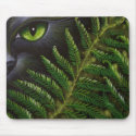 BLACK CAT BEHIND THE FERNS MOUSEPAD - Customized