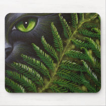 BLACK CAT BEHIND THE FERNS MOUSEPAD - Customized