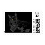 Black Cat, Black Rose Postage Stamps