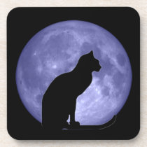 Black Cat Blue Moon Cork Coaster Set cork coasters