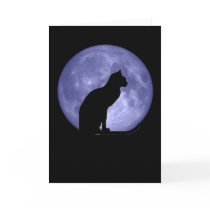 Black Cat Blue Moon Greetings card cards