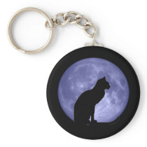 Black Cat Blue Moon Keychain keychains