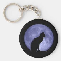 Black Cat Blue Moon Keychain