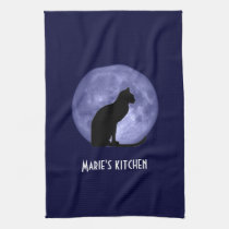 Black Cat Blue Moon Kitchen Tea Towel kitchen towels
