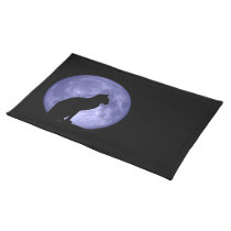 Black Cat Blue Moon Placemat placemats