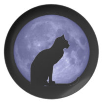 Black Cat Blue Moon Plate plates