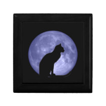 Black Cat, Blue Moon wooden gift and jewelry box gift boxes