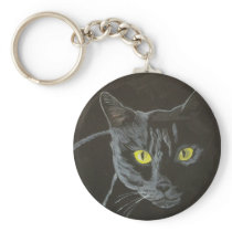 BLACK CAT BOMBAY KEYCHAIN