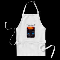 Black Cat Butterfly Painting Art - Multi aprons