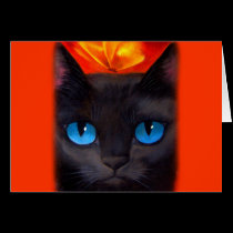 Black Cat Butterfly Painting Art - Multi cards