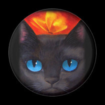 Black Cat Butterfly Painting Art - Multi magnets