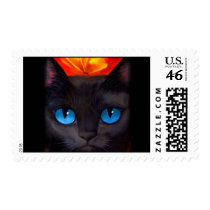 Black Cat Butterfly Painting Art - Multi Postage Stamps