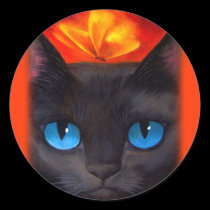 Black Cat Butterfly Painting Art - Multi stickers