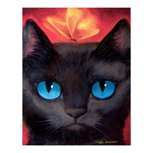 Black Cat Butterfly Painting - Poster print