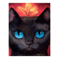 Black Cat Butterfly Painting - Poster posters