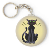 BLACK CAT by SHARON SHARPE Keychain