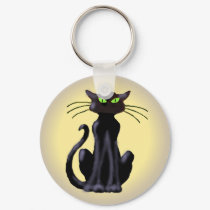BLACK CAT by SHARON SHARPE keychains