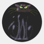 BLACK CAT by SHARON SHARPE Round Stickers