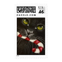 Black Cat & Candycane postage by gabycat Black Cat & Candycane postage