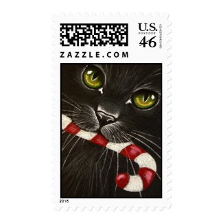 Black Cat & Candycane stamp