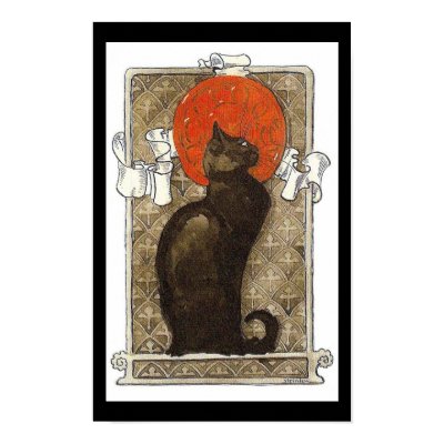 Black Cat / Chat Art Nouveau Poster