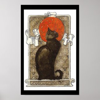 Black Cat / Chat Art Nouveau Poster print