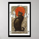 Black Cat / Chat Art Nouveau Poster