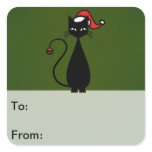 Black Cat Christmas Gift Tags Stickers