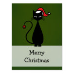 Black Cat Christmas Post Cards