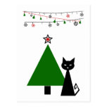 Black Cat Christmas Postcard
