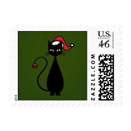 Black Cat Christmas Stamp