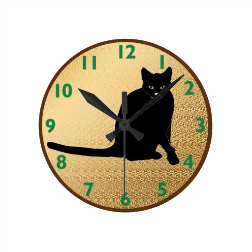 Black Cat Clock Zazzle