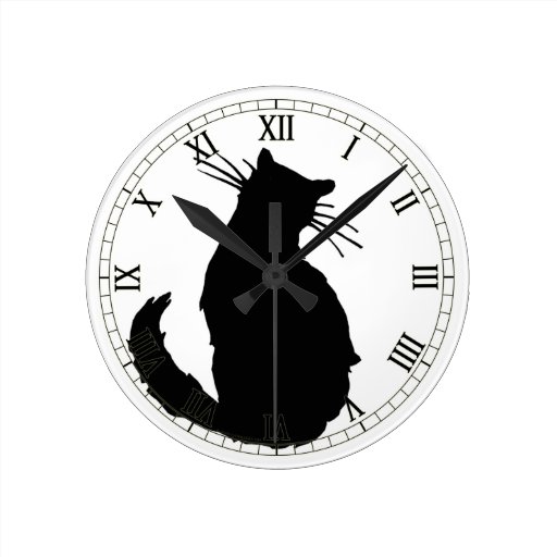 Black Cat Clock Zazzle