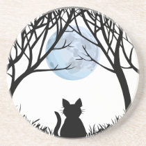 Black Cat Coaster Fat Cat Art Decor Cat Lover Gift coasters