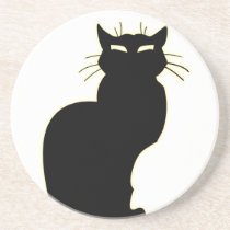 Black Cat Coaster Fun Cat Art Decor Cat Lover Gift coasters