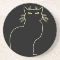 Black Cat Coaster Fun Cat Art Decor Cat Lover Gift coasters