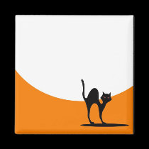 Black Cat Crossing Halloween Magnet magnets