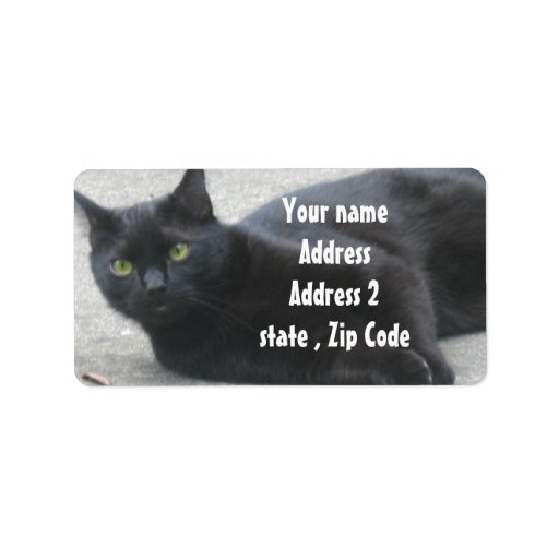 Black Cat Custom Address Label Zazzle