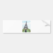 BLACK CAT EIFFEL TOWER BUMPER STICKER